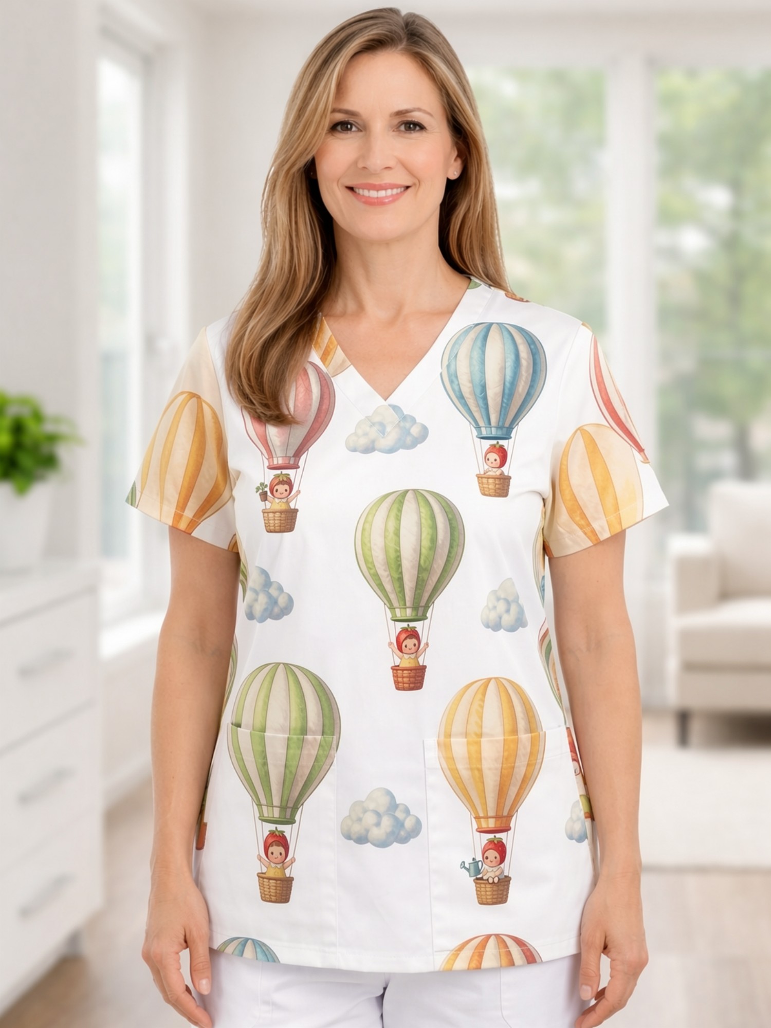 Medical Lab Design - Atasan Scrub Wanita Model V-Neck Menawan,