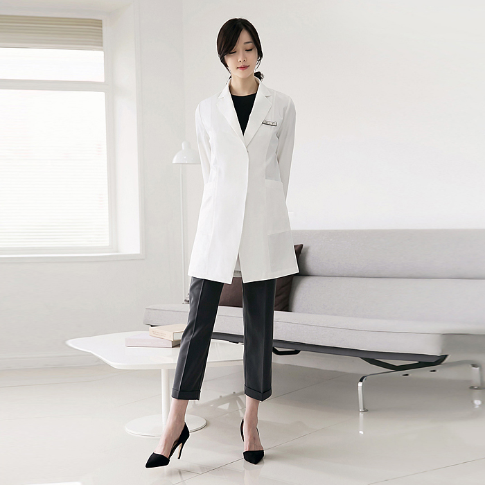 Jas Dokter Wanita Slim Fit Len - Medical Lab Design ulasan dan harga